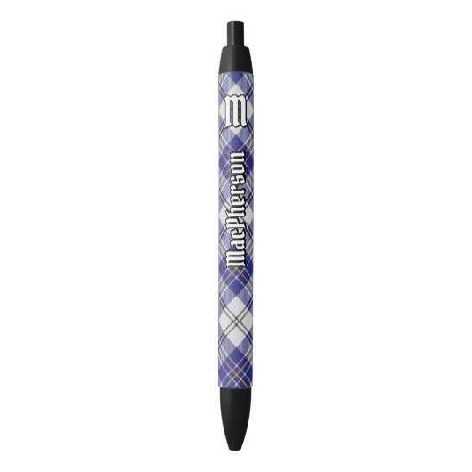 Clan MacPherson Blue Dress Tartan Ink Pen Kugelschreiber (Vorderseite Vertikal)
