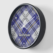 Clan MacPherson Blue Dress Tartan Large Clock Uhr (Winkel)