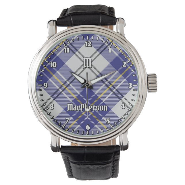 Clan MacPherson Blue Dress Tartan Watch Armbanduhr (Vorderseite)