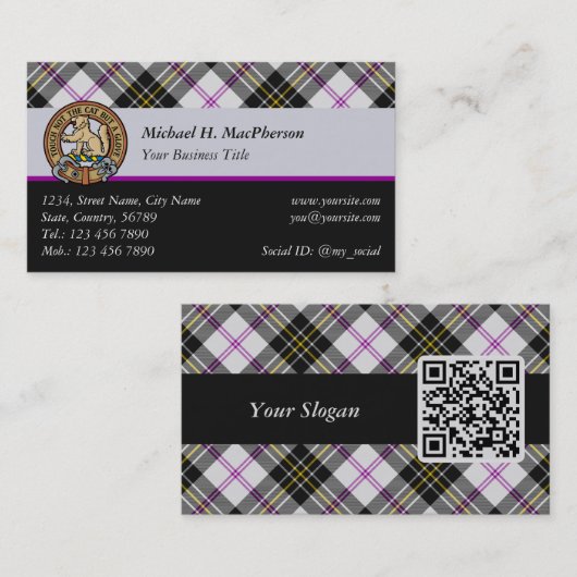 Clan MacPherson Dress Tartan Business Card Visitenkarte (Vorne/Hinten)