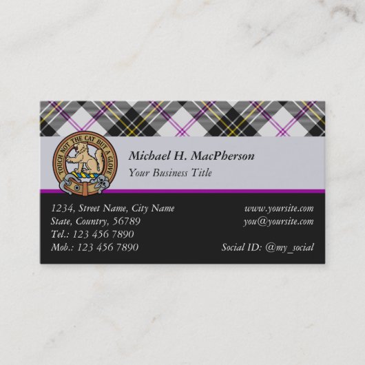 Clan MacPherson Dress Tartan Business Card Visitenkarte (Vorderseite)