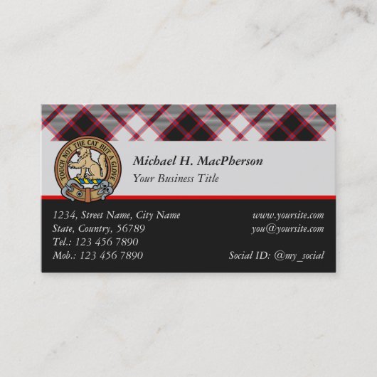 Clan MacPherson Hunting Tartan Business Card Visitenkarte (Vorderseite)
