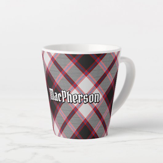 Clan MacPherson Jagd Tartan Latte Tasse (Rechte Ecke)