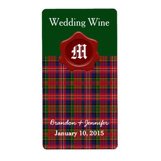 Clan MacPherson Kariert Wedding Mini Wine Labels (Vorne)