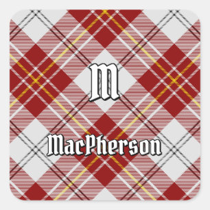 Clan MacPherson Red Dress Tartan Square Sticker
