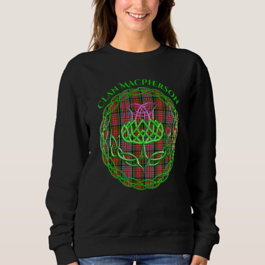 Clan Macpherson Scottish Tartan Celtic Thistle Sweatshirt (Vorderseite)