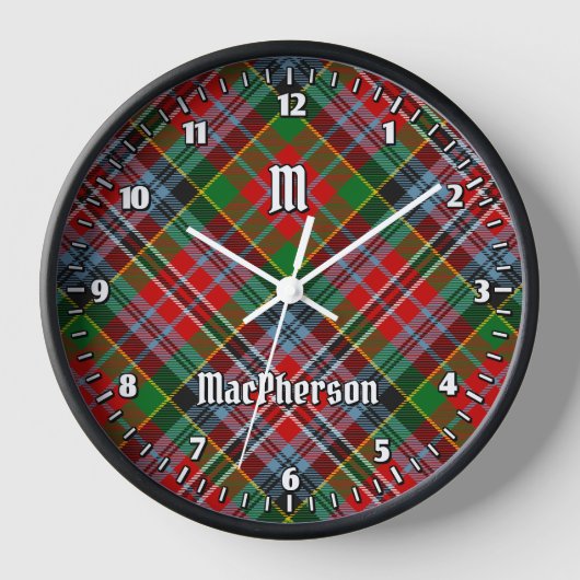 Clan MacPherson Tartan Large Clock Uhr (Vorderseite)