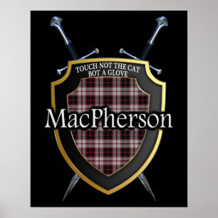 Clan MacPherson Tartan Scottish Shield & Schwerter Poster