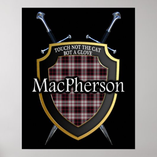 Clan MacPherson Tartan Scottish Shield & Schwerter Poster (Vorne)