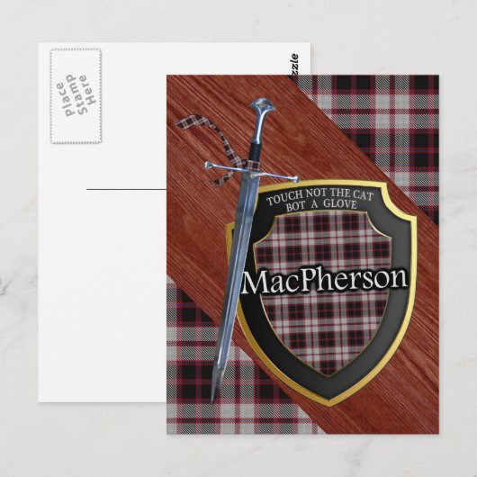 Clan MacPherson Tartan Sword & Shield Postkarte (Vorne/Hinten)