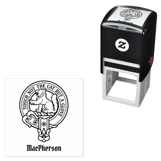 Clan MacPherson Wappen Selbstfarbige Briefmarke Permastempel (Beispiel)