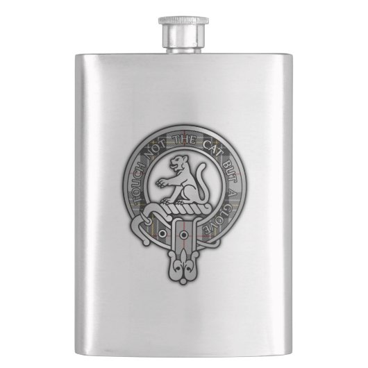 Clan MacPherson Wappen & Tartan Flask Flachmann (Vorderseite)