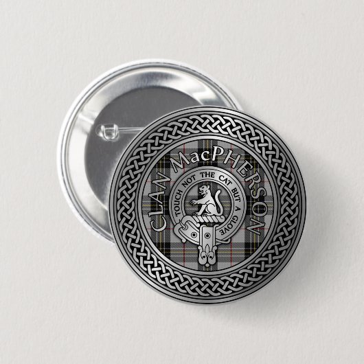 Clan MacPherson Wappen & Tartan Knot Button (Vorne & Hinten)