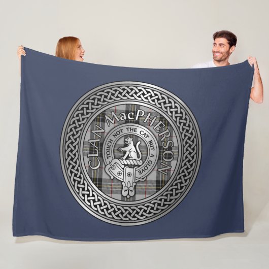 Clan MacPherson Wappen & Tartan Knot Fleecedecke (Beispiel)