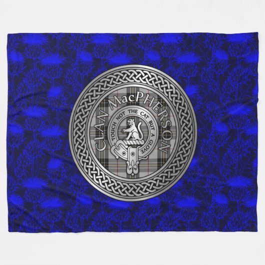 Clan MacPherson Wappen & Tartan Knot Fleecedecke (Vorderseite (Horizontal))