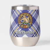 Clan MacPherson Wappen über Blue Dress Tartan (Vorderseite)