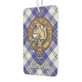 Clan MacPherson Wappen über Blue Dress Tartan Autolufterfrischer (Links)