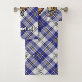 Clan MacPherson Wappen über Blue Dress Tartan Badhandtuch Set (Insitu)