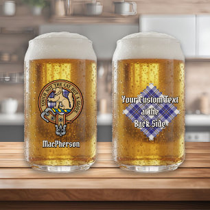 Clan MacPherson Wappen über Blue Dress Tartan Dosenglas