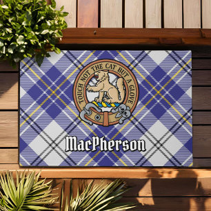 Clan MacPherson Wappen über Blue Dress Tartan Fußmatte