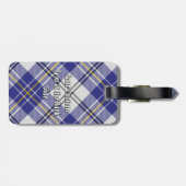 Clan MacPherson Wappen über Blue Dress Tartan Gepäckanhänger (Rückseite horizontal)