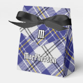 Clan MacPherson Wappen über Blue Dress Tartan Geschenkschachtel (Vorderseite)