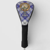 Clan MacPherson Wappen über Blue Dress Tartan Golf Headcover (Vorderseite)