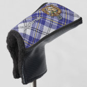 Clan MacPherson Wappen über Blue Dress Tartan Golf Headcover (3/4 Vorderseite)