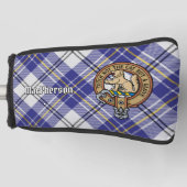 Clan MacPherson Wappen über Blue Dress Tartan Golf Headcover (Vorderseite)
