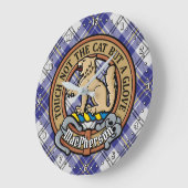 Clan MacPherson Wappen über Blue Dress Tartan Große Wanduhr (Winkel)