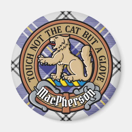 Clan MacPherson Wappen über Blue Dress Tartan Magnet (Vorne)