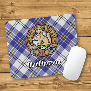 Clan MacPherson Wappen über Blue Dress Tartan Mousepad