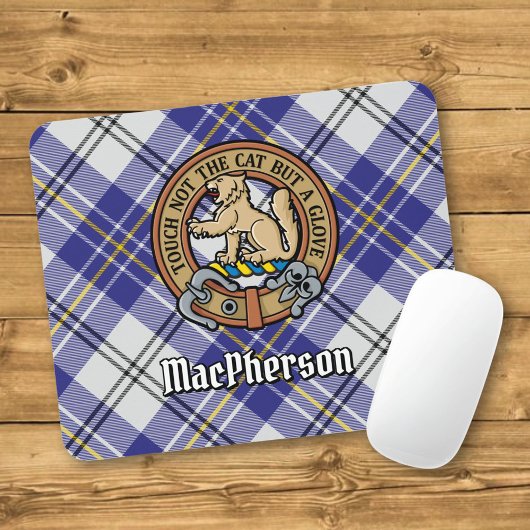 Clan MacPherson Wappen über Blue Dress Tartan Mousepad
