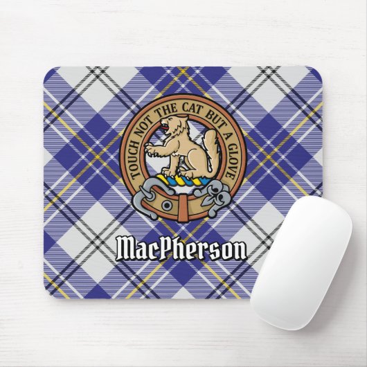 Clan MacPherson Wappen über Blue Dress Tartan Mousepad (Mit Mouse)