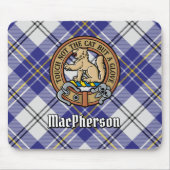 Clan MacPherson Wappen über Blue Dress Tartan Mousepad (Vorne)