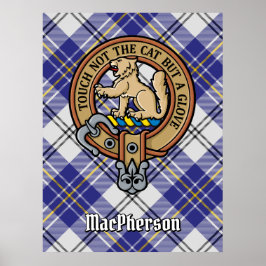 Clan MacPherson Wappen über Blue Dress Tartan Poster