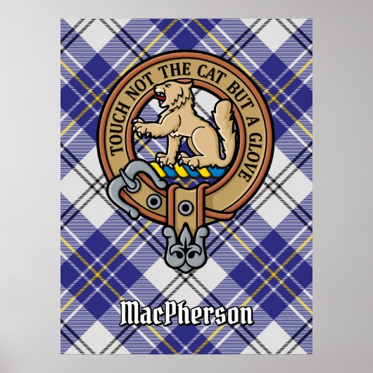 Clan MacPherson Wappen über Blue Dress Tartan Poster (Vorne)