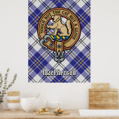 Clan MacPherson Wappen über Blue Dress Tartan Poster (Küche)