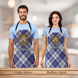 Clan MacPherson Wappen über Blue Dress Tartan Schü Schürze