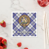 Clan MacPherson Wappen über Blue Dress Tartan Serviette (Beispiel)