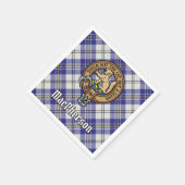 Clan MacPherson Wappen über Blue Dress Tartan Serviette (Ecke)