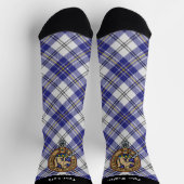 Clan MacPherson Wappen über Blue Dress Tartan Sock Socken (Oben)