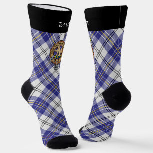 Clan MacPherson Wappen über Blue Dress Tartan Sock Socken