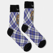 Clan MacPherson Wappen über Blue Dress Tartan Sock Socken (Rechts)