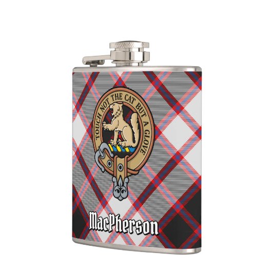 Clan MacPherson Wappen über die Jagd auf Tartan Flachmann (Links)