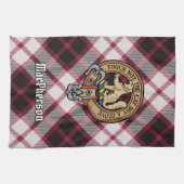 Clan MacPherson Wappen über die Jagd auf Tartan Geschirrtuch (Horizontal)