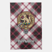 Clan MacPherson Wappen über die Jagd auf Tartan Geschirrtuch (Vertikal)