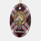 Clan MacPherson Wappen über die Jagd auf Tartan Keramik Ornament (Links)