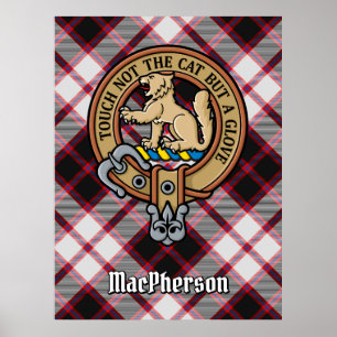 Clan MacPherson Wappen über die Jagd auf Tartan Poster