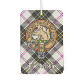 Clan MacPherson Wappen über Dress Tartan Autolufterfrischer (Vorderseite)